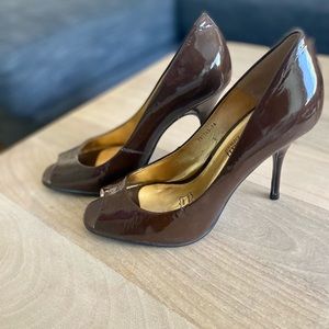 Cathy Jean Brazil leather peep toe stiletto patent